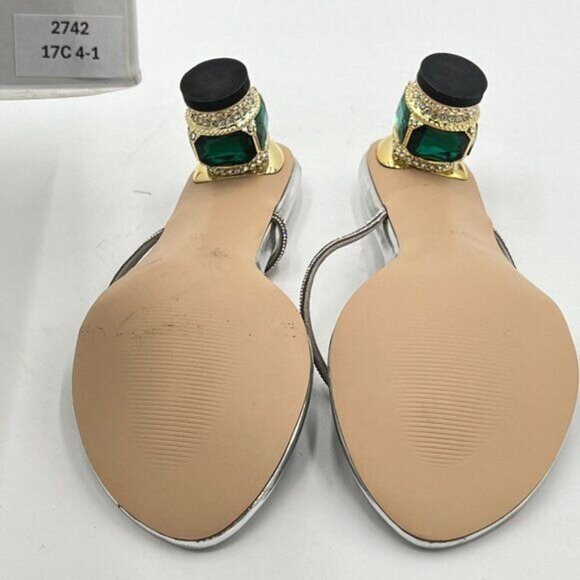 Silver Crystal Heel Sandals Casual Flip Flops Open Toe Daily Wearing Slippers - Picture 7 of 8